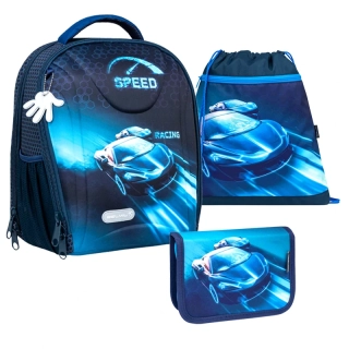 Školský set BELMIL Sturdy Racing Blue Neon 3-dielny